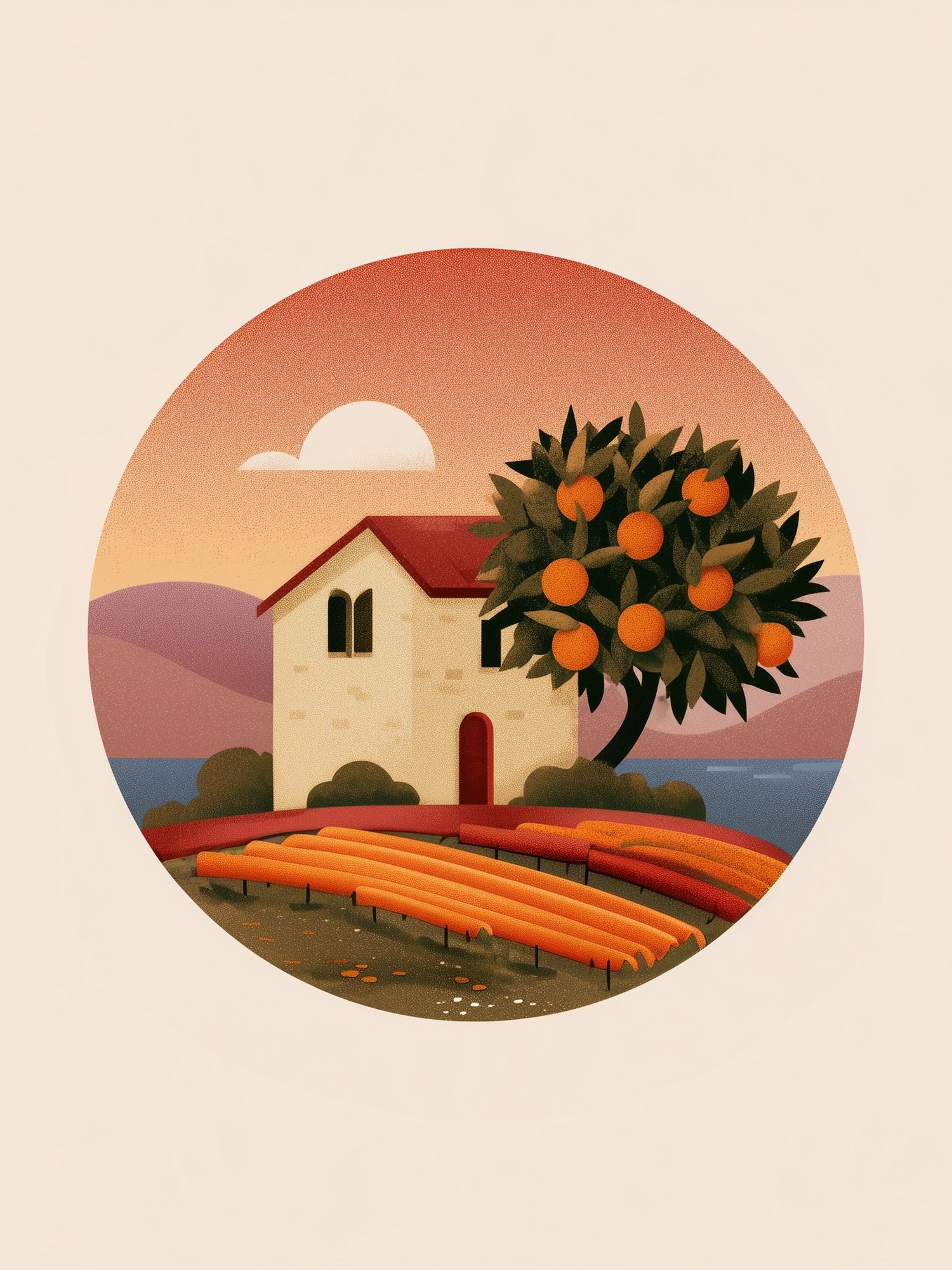 Orange Grove House — Mid-Century Print. poster detail