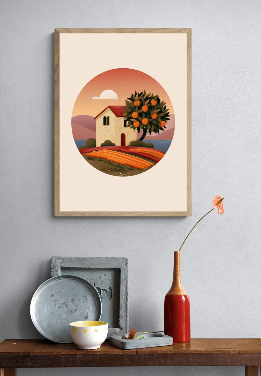 Orange Grove House — Mid-Century Print. — room view 3
