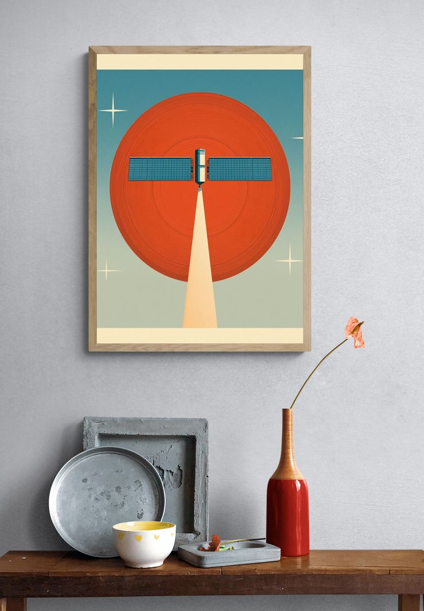 Retro Satellite Mid-Century Modern Poster. — room view 3