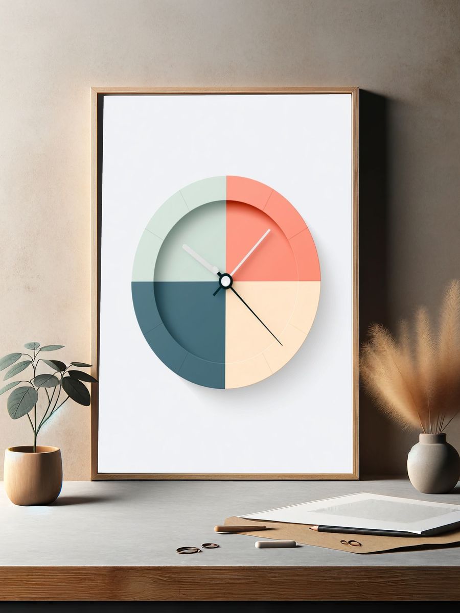 Pastel Geometric Wall Clock Print. — room view 2