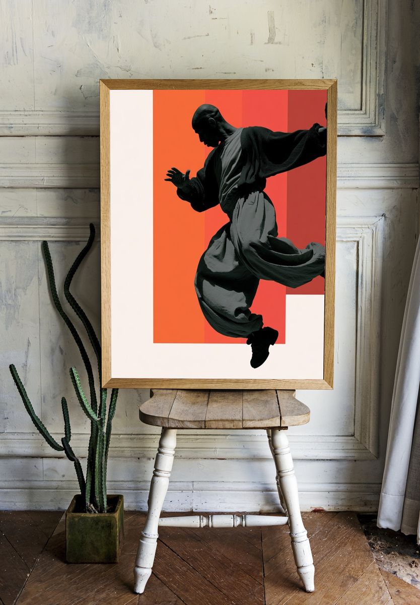Dancing Silhouette Mid-Century Modern Poster. — room view 1