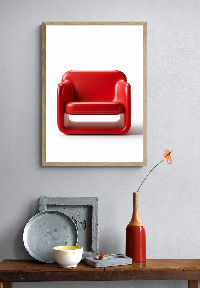 Red Modern Armchair Print. — room view 3