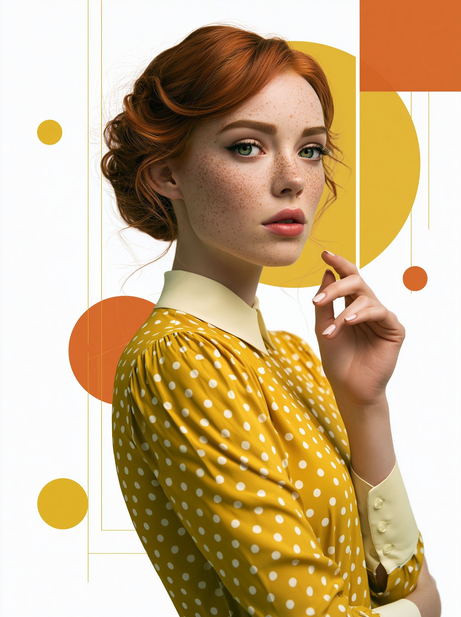 Freckled Portrait Mid-Century Poster.