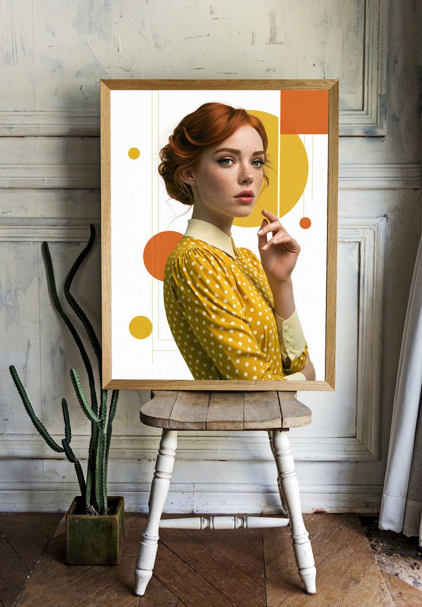 Freckled Portrait Mid-Century Poster. — room view 1