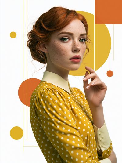 Freckled Portrait Mid-Century Poster.