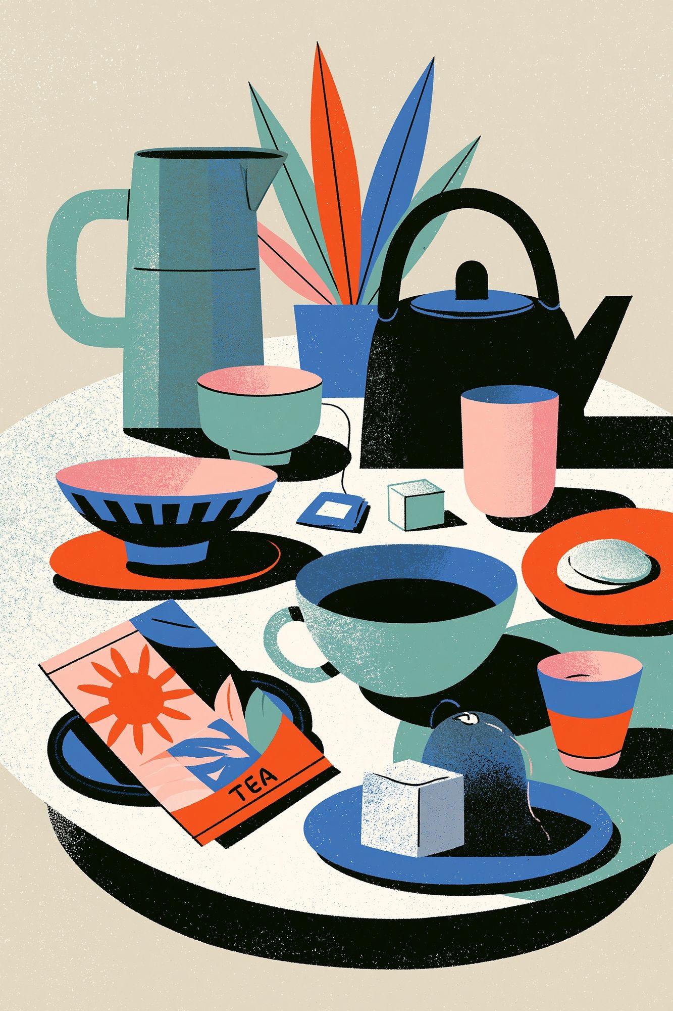 Mid-Century Tea Still Life Poster. poster detail