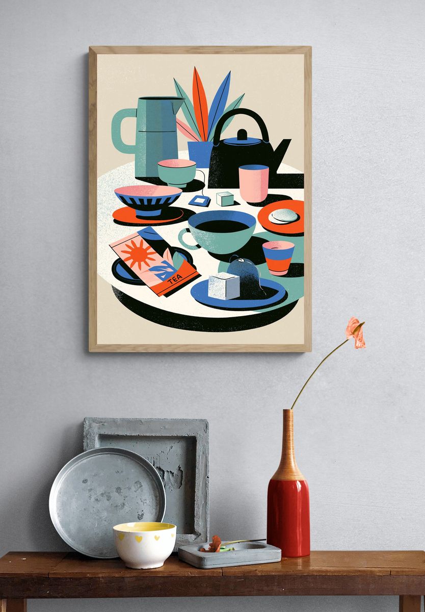 Mid-Century Tea Still Life Poster. — room view 3