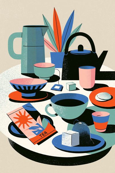 Mid-Century Tea Still Life Poster.