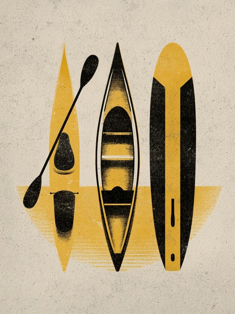 Yellow Kayaks Mid-Century Modern Poster. poster detail
