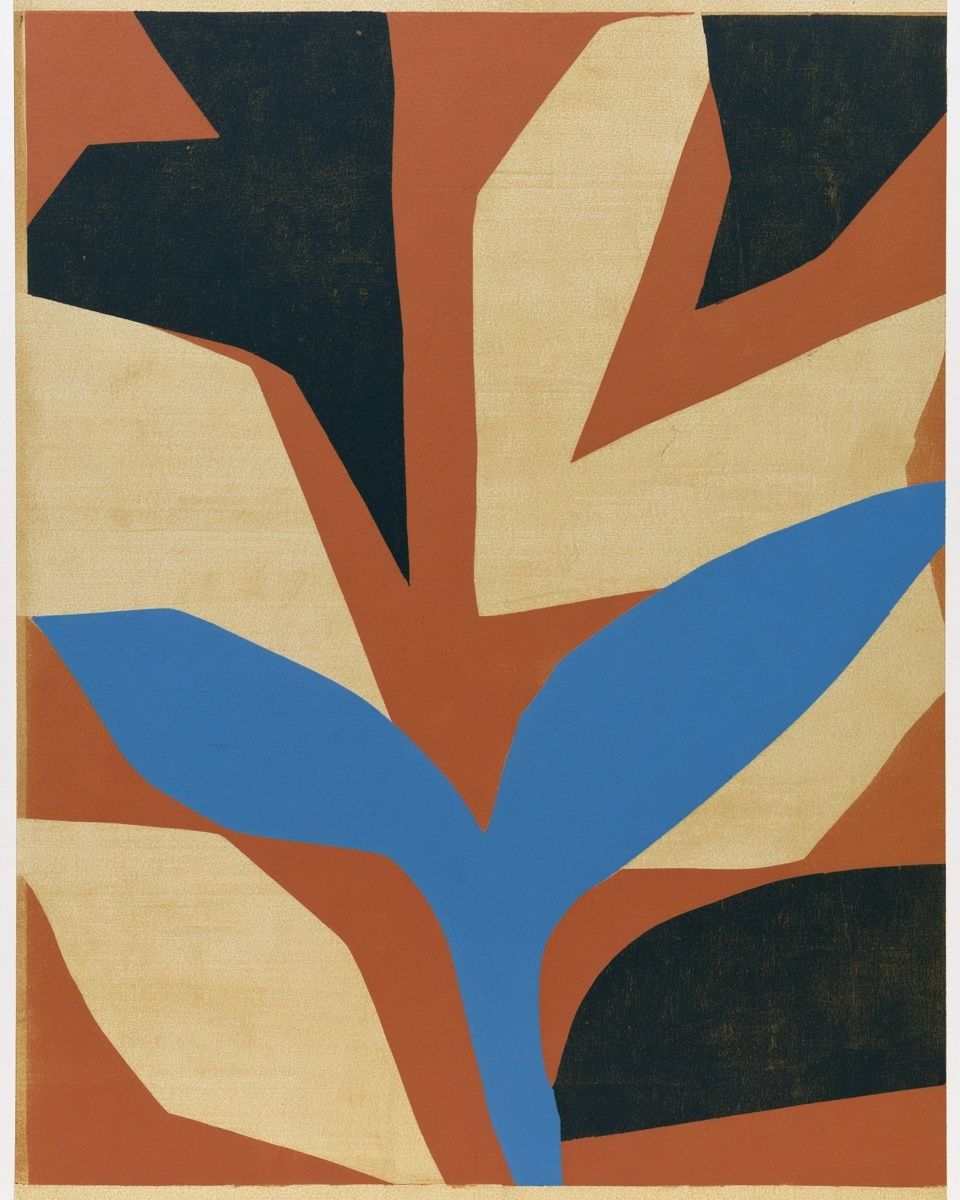 Mid-Century Abstract Leaves Poster. poster — mid-century-modern art