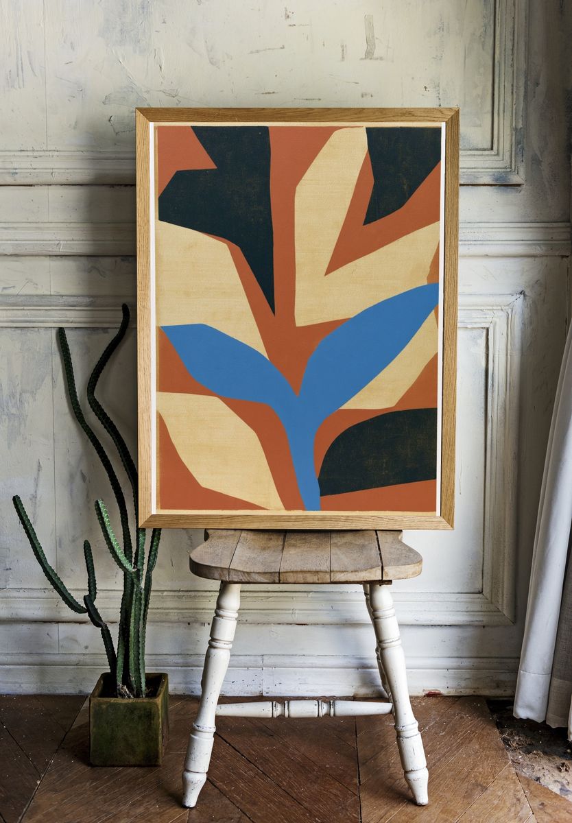 Mid-Century Abstract Leaves Poster. room preview