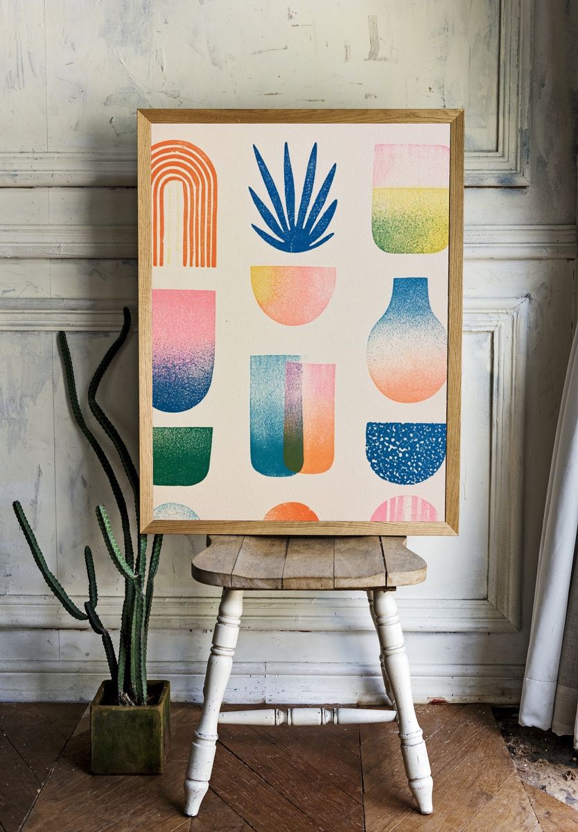 Retro Geometric Shapes Poster. — room view 1