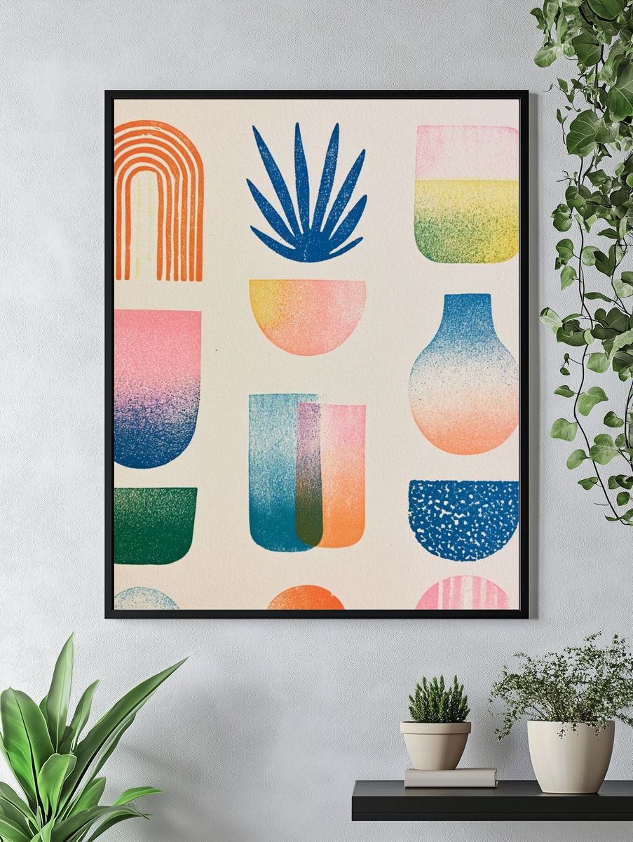 Retro Geometric Shapes Poster. — room view 4