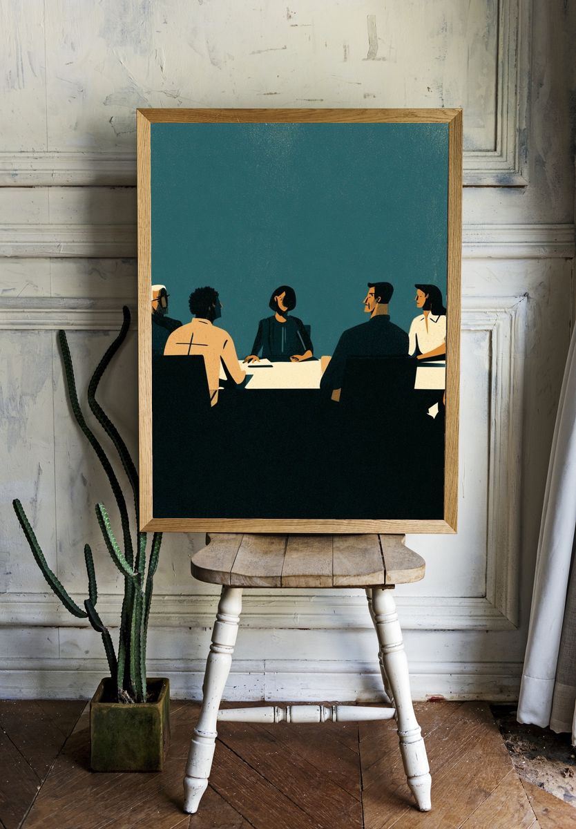 Mid-Century Dinner Party Poster. room preview
