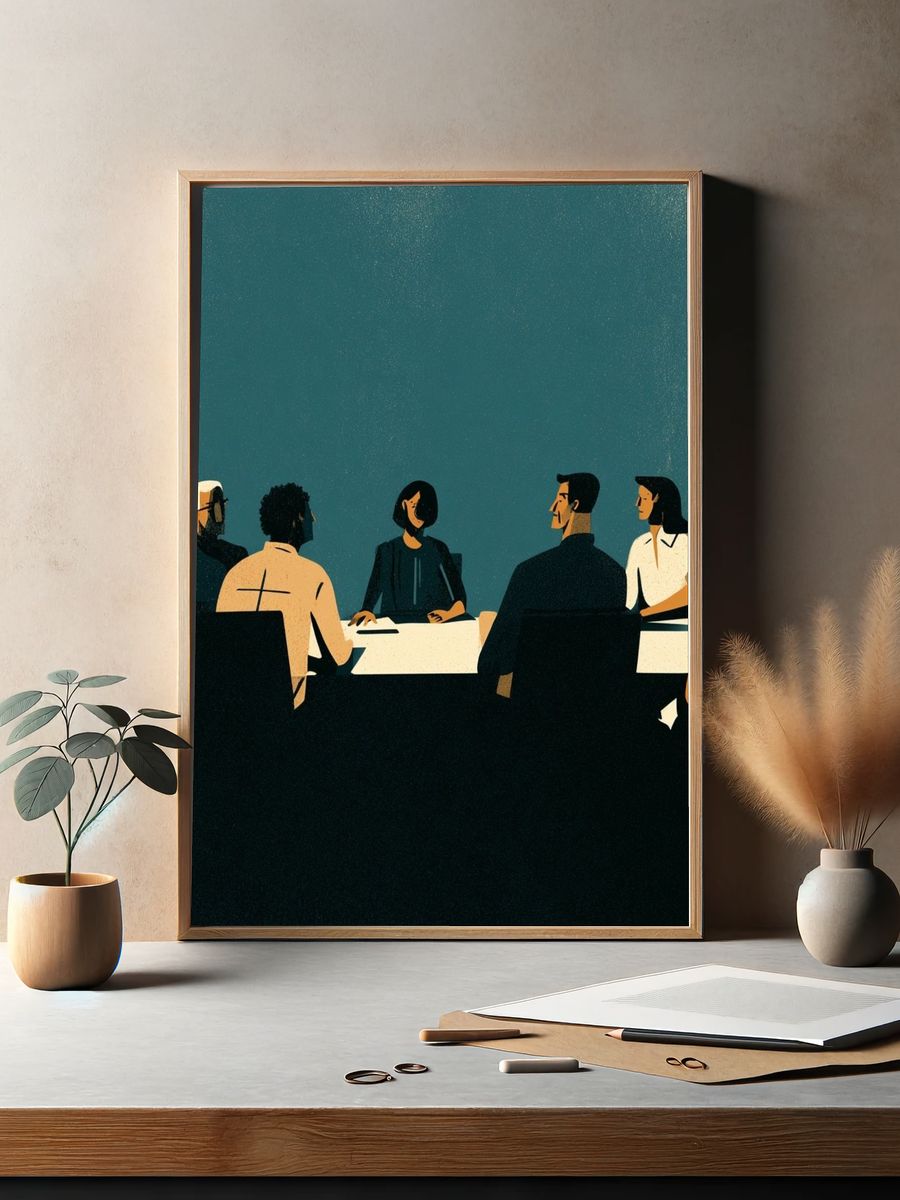 Mid-Century Dinner Party Poster. — room view 2