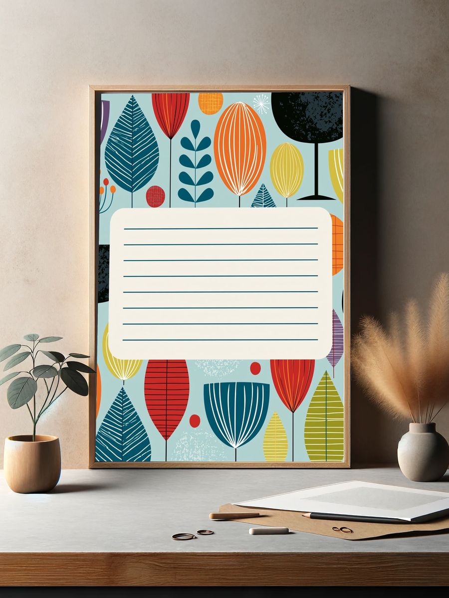 Mid-Century Floral Pattern Poster. — room view 2