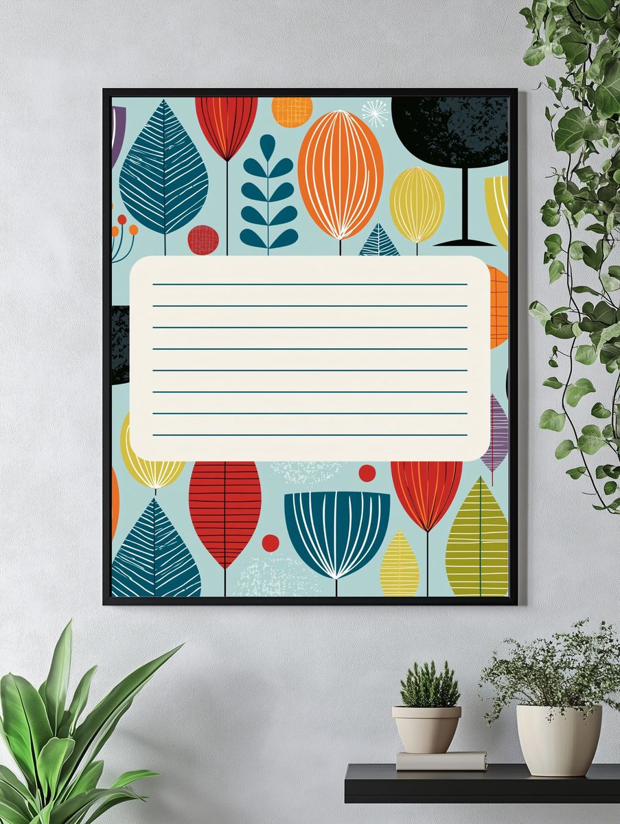 Mid-Century Floral Pattern Poster. — room view 4