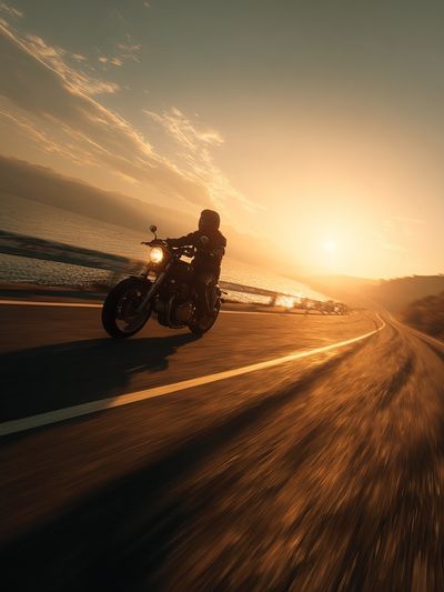 Motorcycle at Sunset Poster. poster print