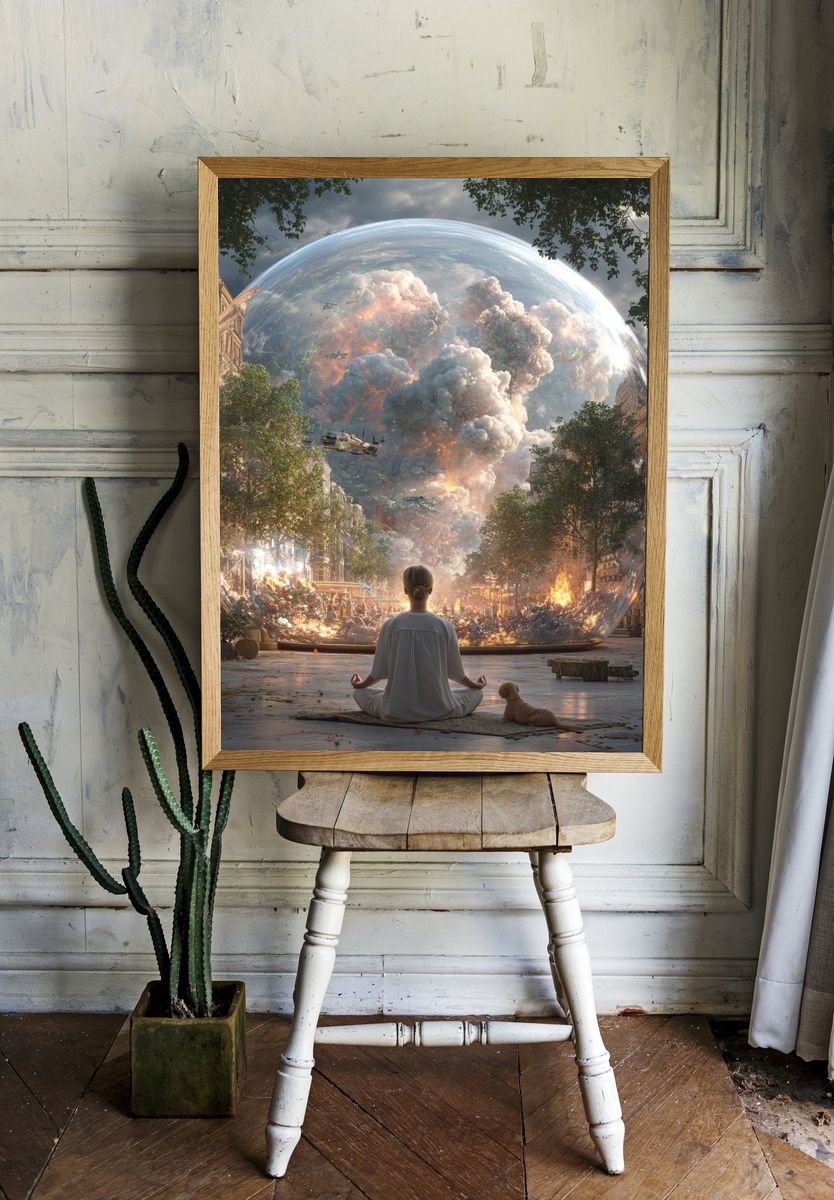 Meditation in a Chaotic World — Surrealism Print room preview