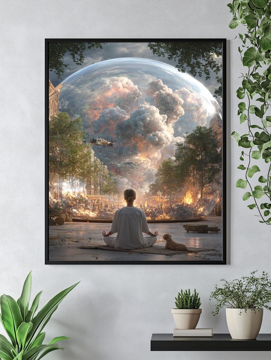 Meditation in a Chaotic World — Surrealism Print. — room view 4