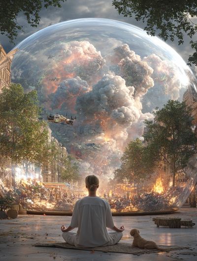 Meditation in a Chaotic World — Surrealism Print. poster print