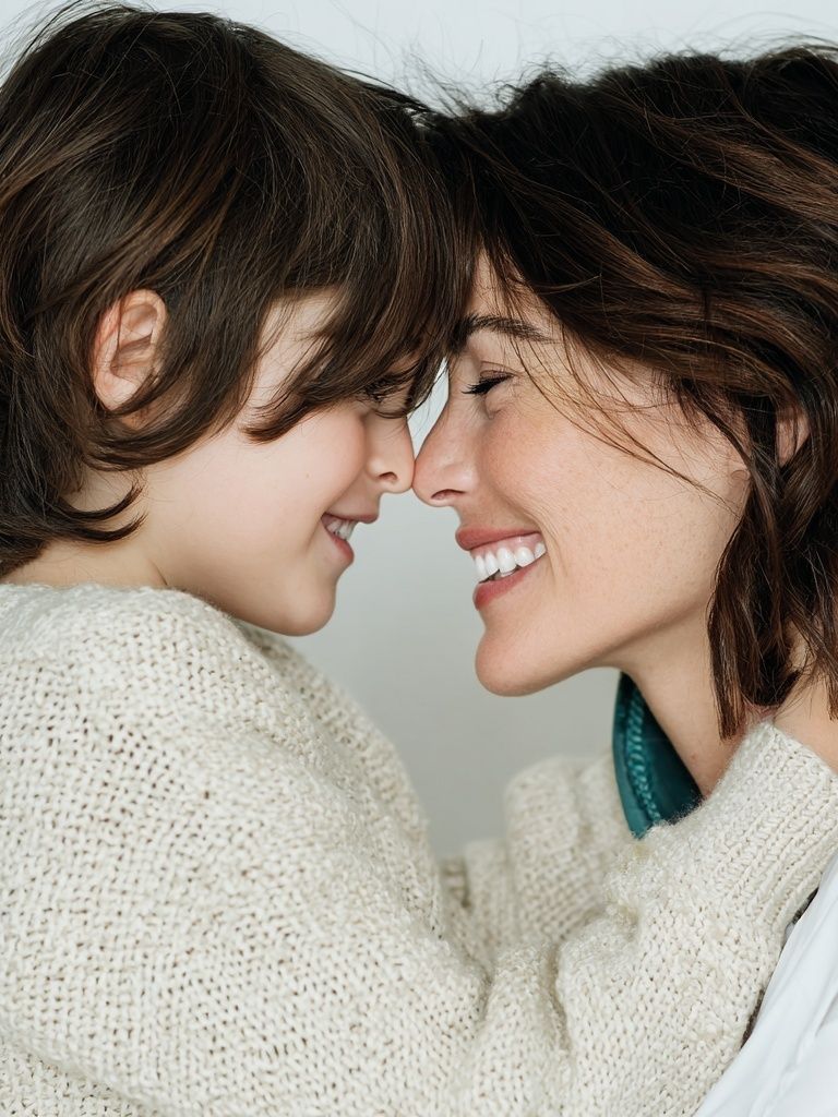 Mother and Child Smiling Portrait Poster. poster — photography art