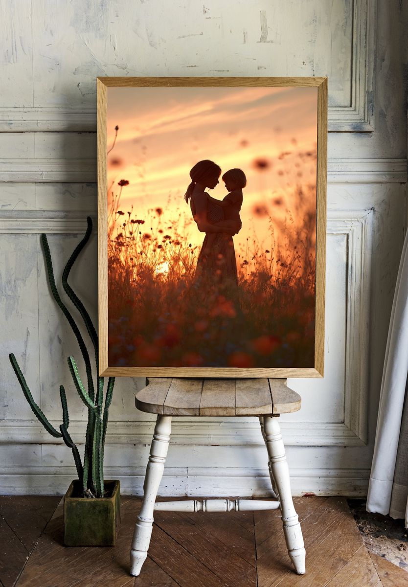 Mother and Child Silhouette — Photography Print. — room view 1
