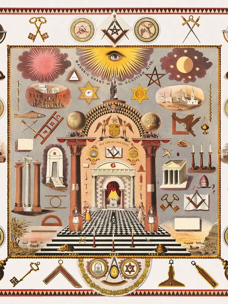 Masonic Chart of the Scottish Rite Poster. poster — vintage art