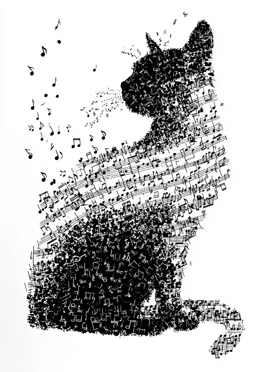 Musical Cat — Illustration Print. poster detail