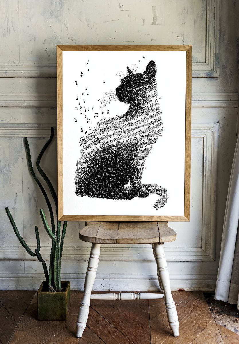 Musical Cat — Illustration Print room preview