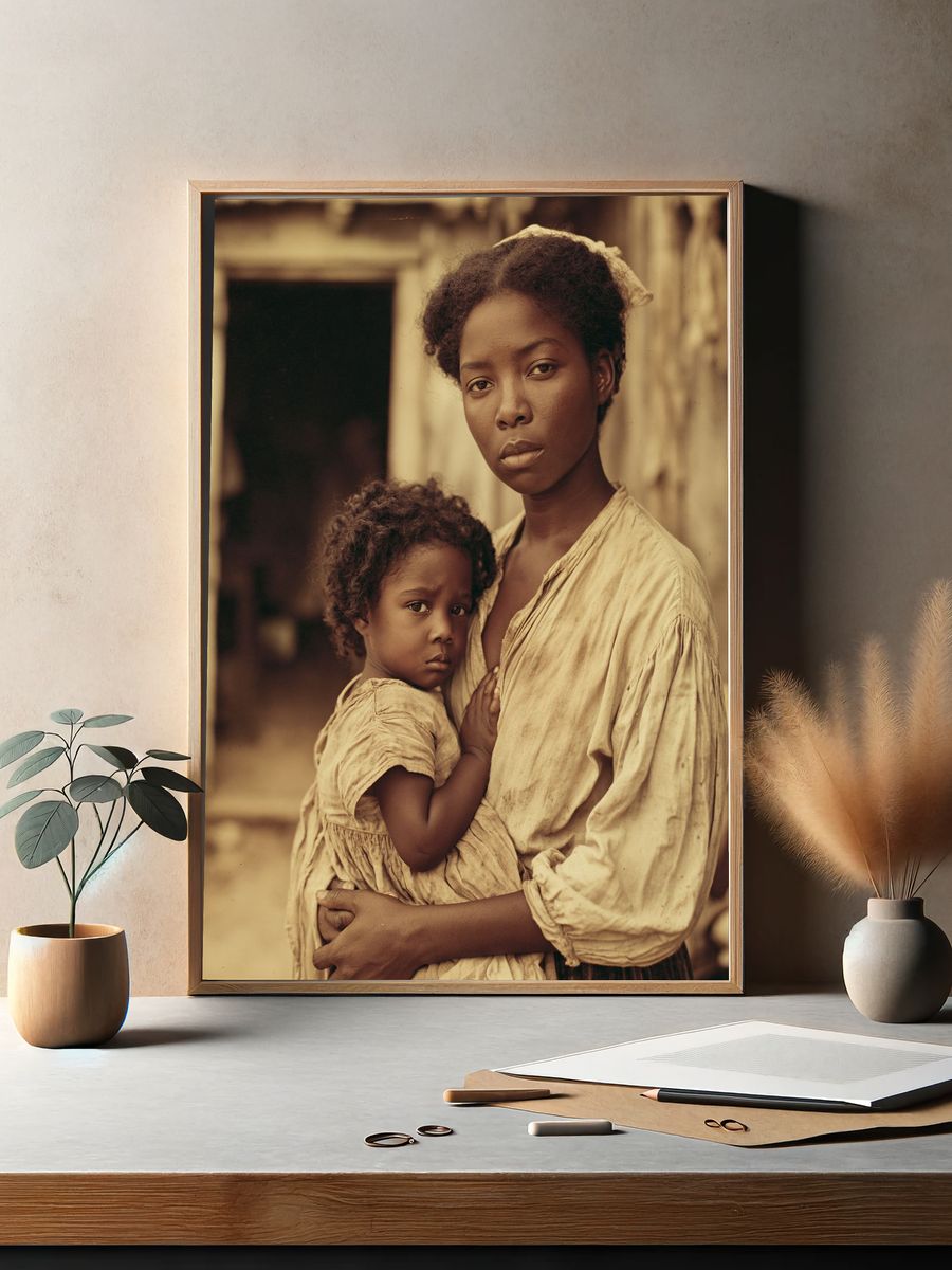 Mother and Child Portrait Print. — room view 2