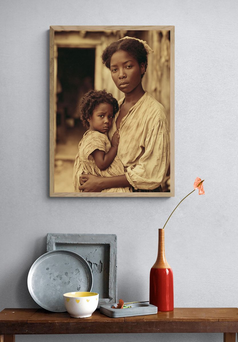 Mother and Child Portrait Print. — room view 3