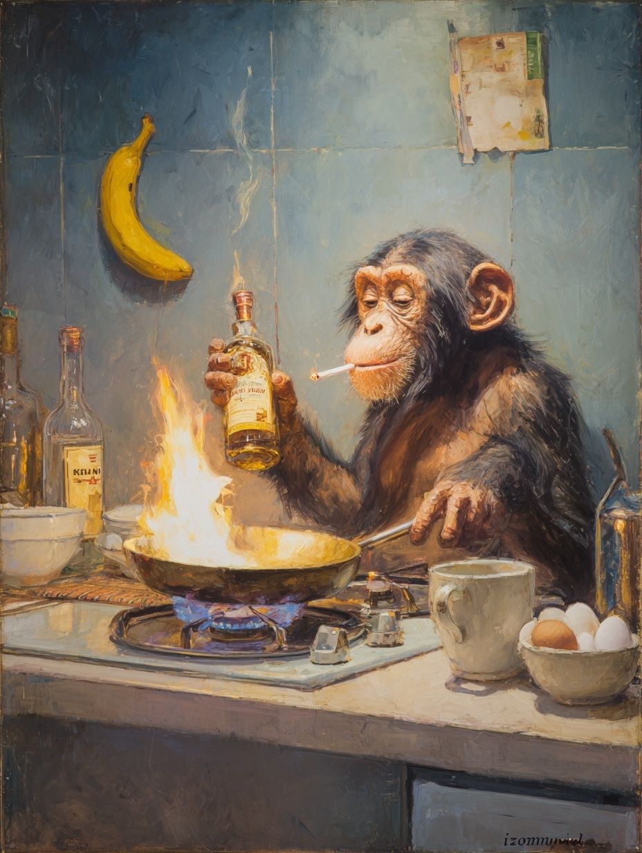 Monkey Chef — Funny Print. poster — animals art