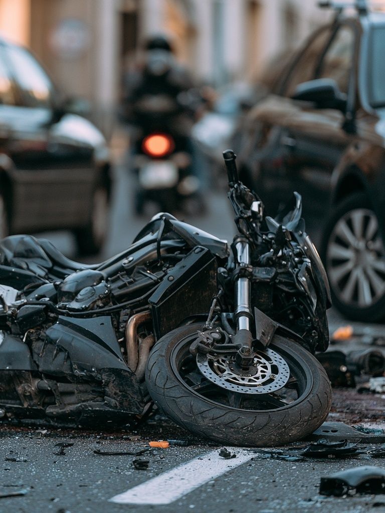 Motorcycle Crash Street Photography Poster. poster detail