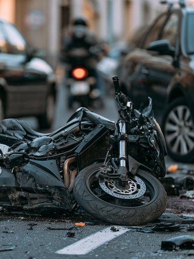 Motorcycle Crash Street Photography Poster. poster