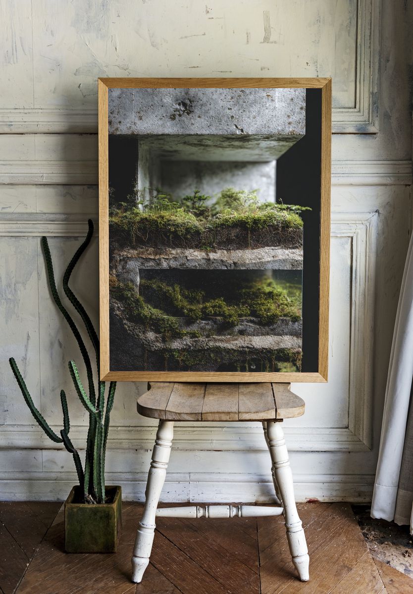 Mossy Concrete Structure — Nature Print. — room view 1