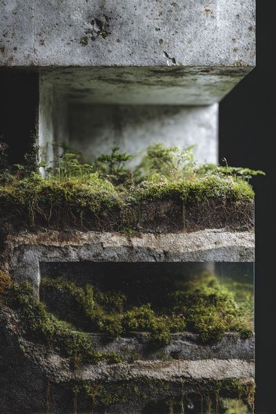 Mossy Concrete Structure — Nature Print