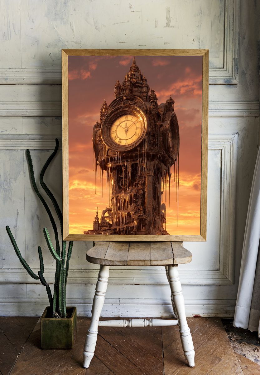 Melting Clock Tower — Surrealism Print room preview