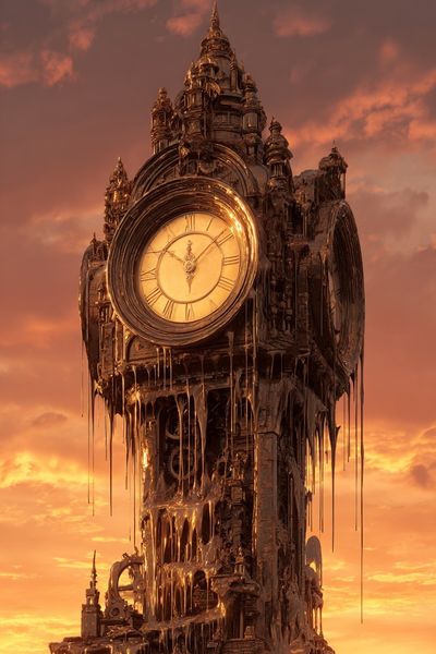 Melting Clock Tower — Surrealism Print. poster print