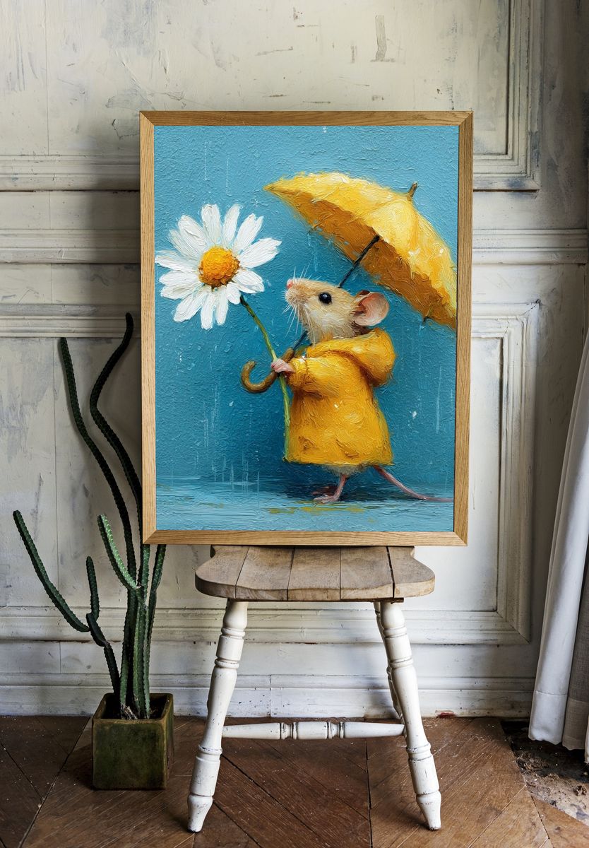 Mouse with Daisy — Illustration Print. — room view 1