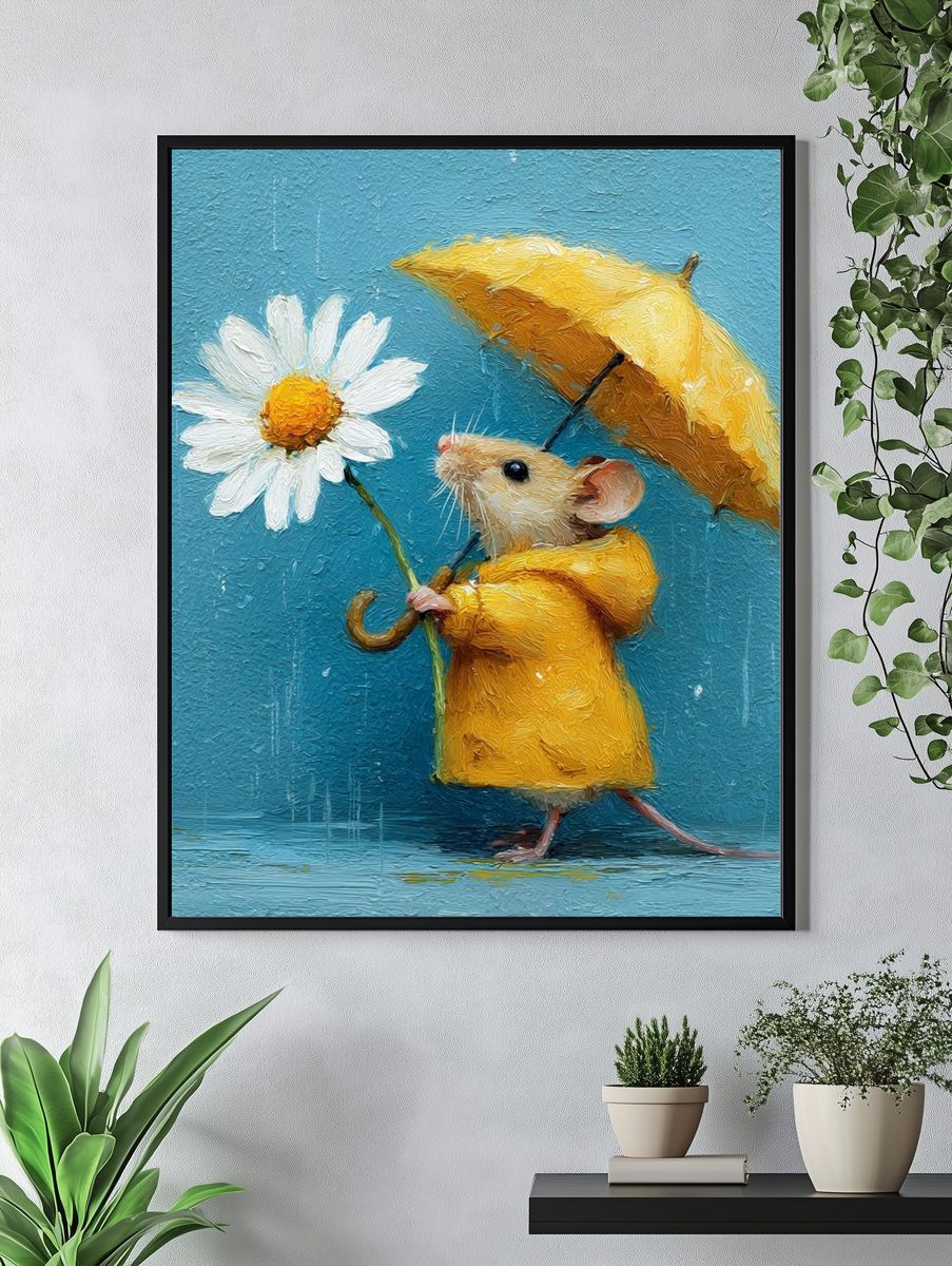 Mouse with Daisy — Illustration Print. — room view 4