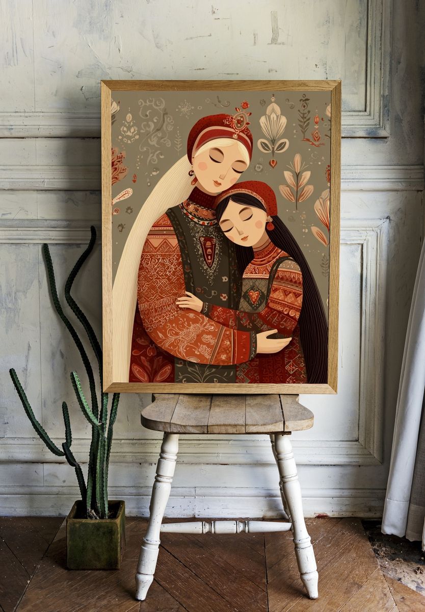 Mother and Daughter — Illustration Print room preview