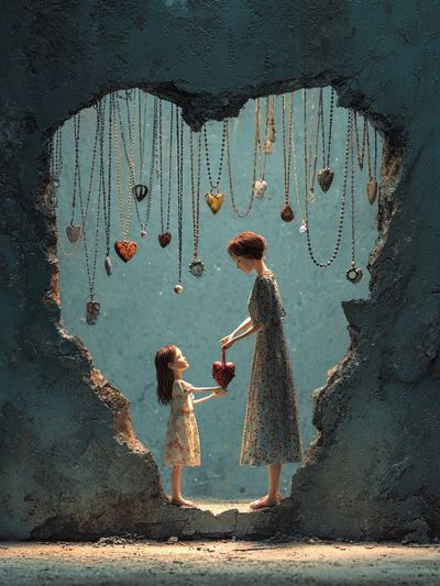 Mother and Daughter Heart Connection Poster. poster print