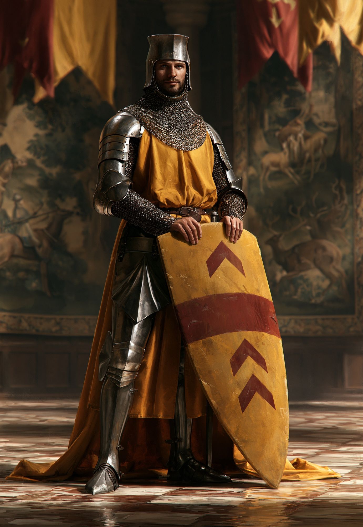 Medieval Knight Portrait Print. poster — illustration art