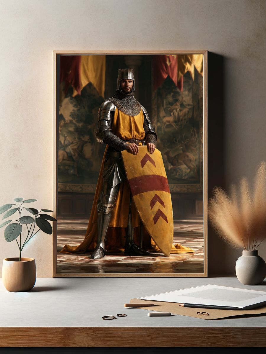 Medieval Knight Portrait Print. — room view 2
