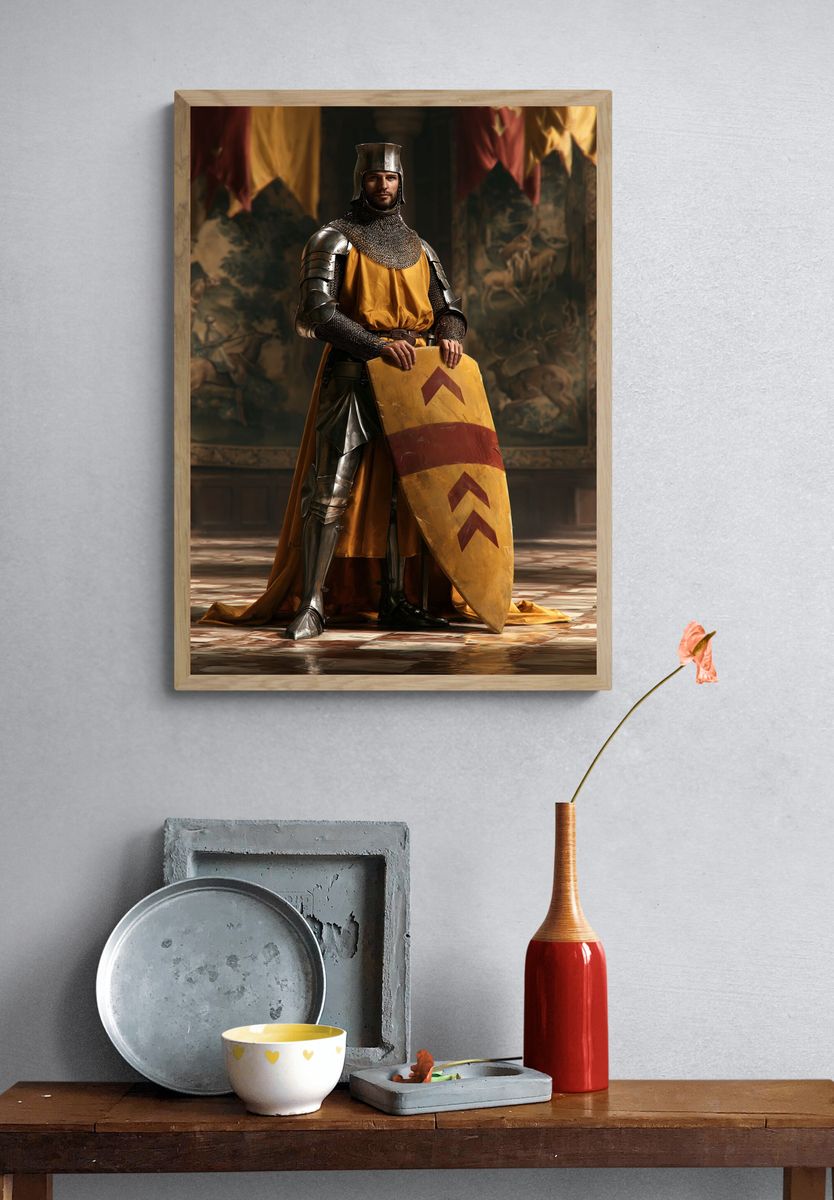 Medieval Knight Portrait Print. — room view 3