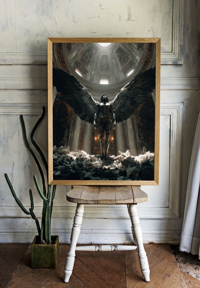 Mechanical Angel — Surreal Art Print room preview