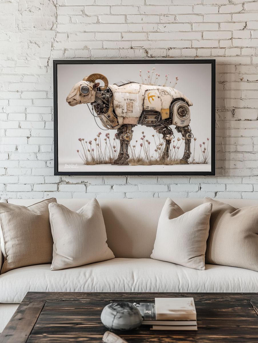 Mechanical Sheep — Digital Art Print room preview