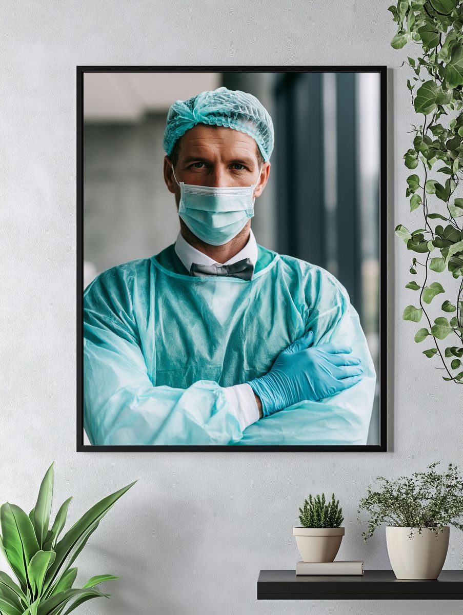 Masked Surgeon Portrait Poster. — room view 4