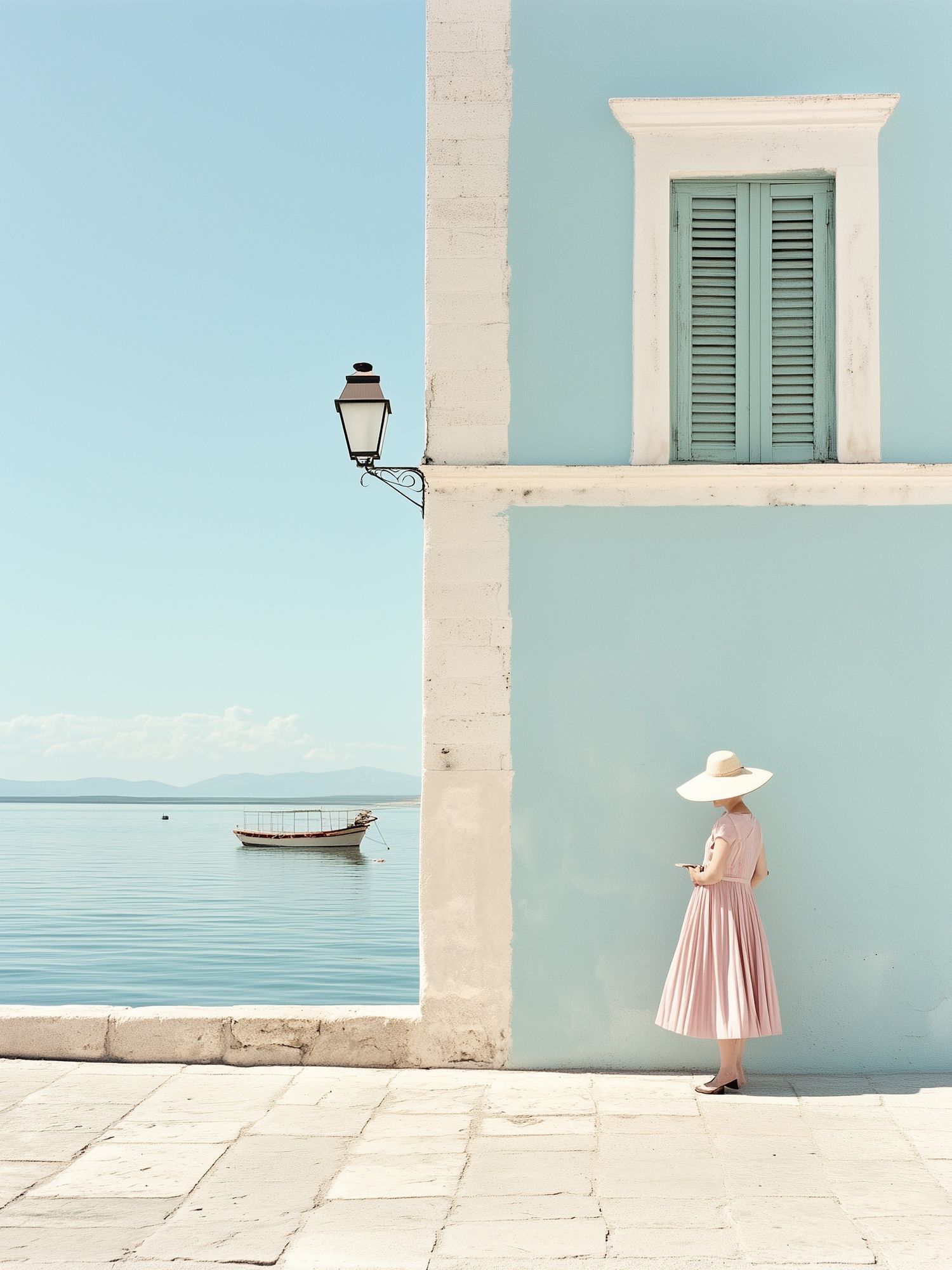 Mediterranean Seaside Woman Photography Poster. poster — photography art
